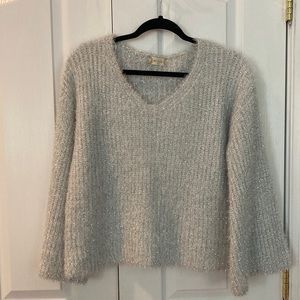 Altar’s State Light Gray Bell Sleeve Sparkle Sweater Size XS/S
